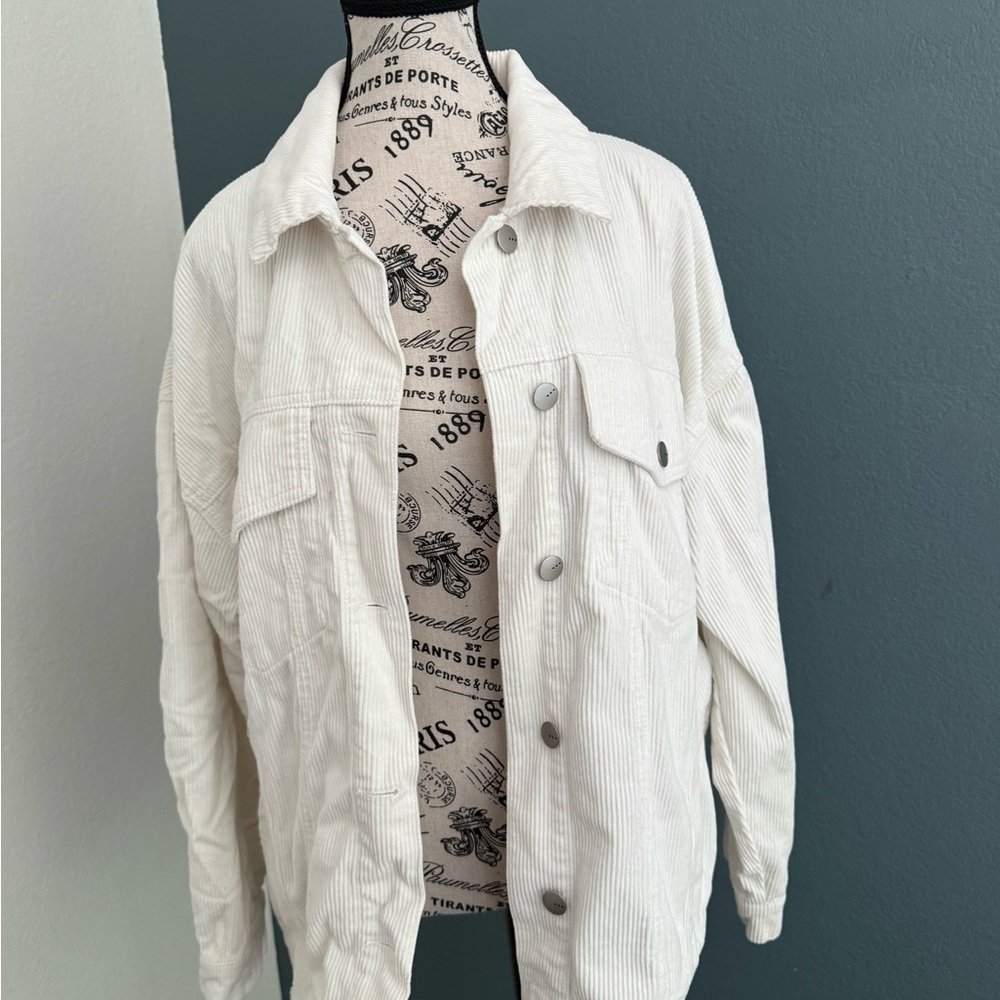 Women's White Corduroy Shirt Jacket